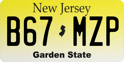 NJ license plate B67MZP