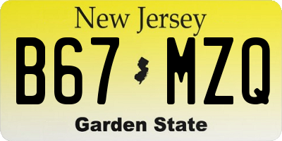 NJ license plate B67MZQ