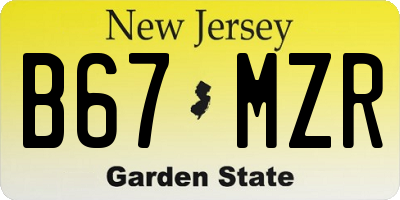 NJ license plate B67MZR