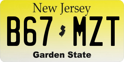 NJ license plate B67MZT