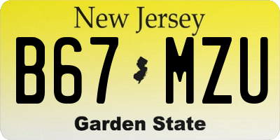 NJ license plate B67MZU