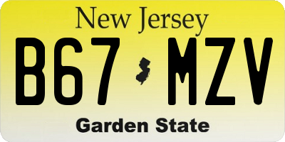 NJ license plate B67MZV