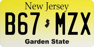 NJ license plate B67MZX