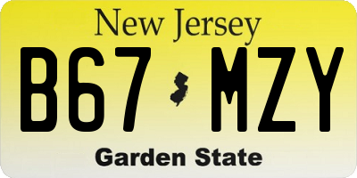 NJ license plate B67MZY