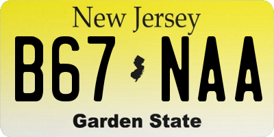 NJ license plate B67NAA