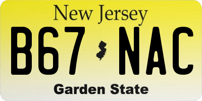 NJ license plate B67NAC