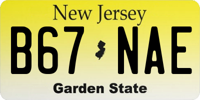 NJ license plate B67NAE