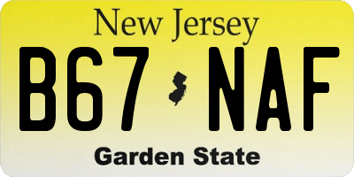 NJ license plate B67NAF
