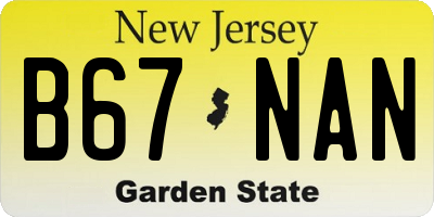 NJ license plate B67NAN