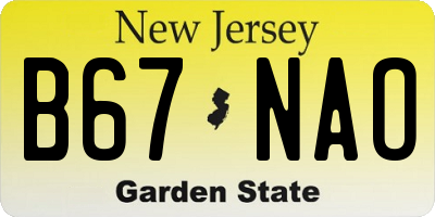 NJ license plate B67NAO
