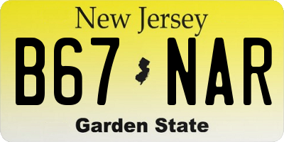 NJ license plate B67NAR