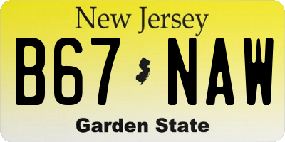 NJ license plate B67NAW
