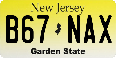 NJ license plate B67NAX