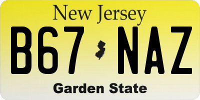NJ license plate B67NAZ