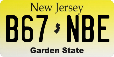 NJ license plate B67NBE