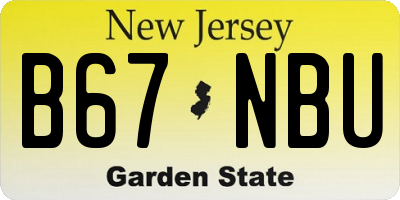 NJ license plate B67NBU