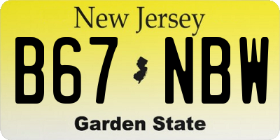 NJ license plate B67NBW