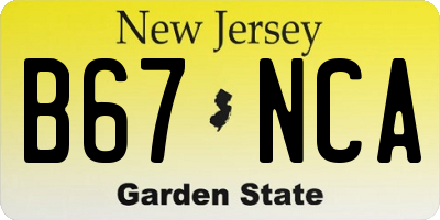 NJ license plate B67NCA