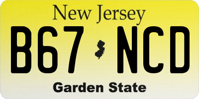 NJ license plate B67NCD