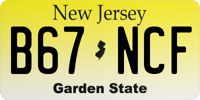 NJ license plate B67NCF