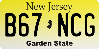 NJ license plate B67NCG