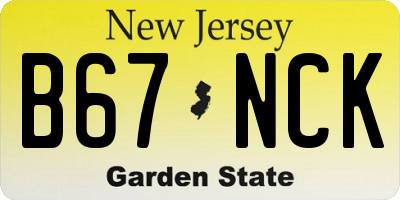 NJ license plate B67NCK