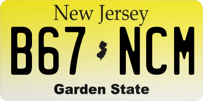 NJ license plate B67NCM