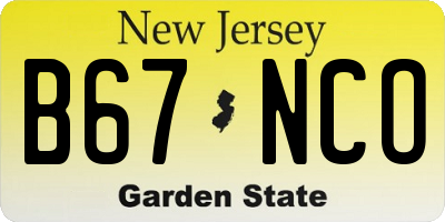 NJ license plate B67NCO