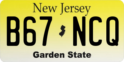 NJ license plate B67NCQ