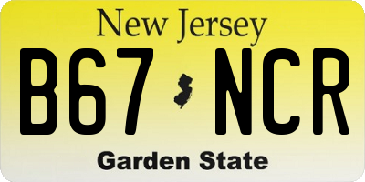 NJ license plate B67NCR