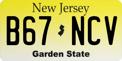 NJ license plate B67NCV