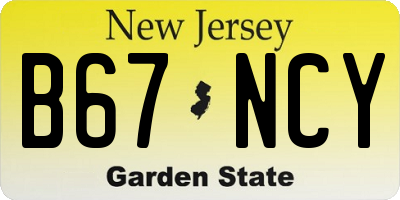 NJ license plate B67NCY