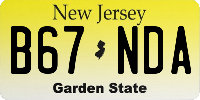 NJ license plate B67NDA