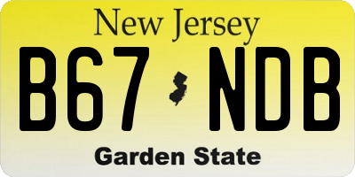 NJ license plate B67NDB