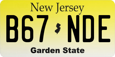 NJ license plate B67NDE