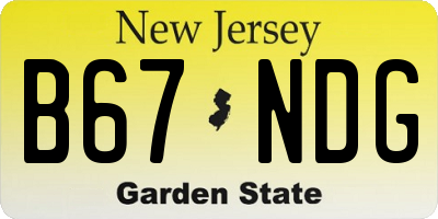 NJ license plate B67NDG