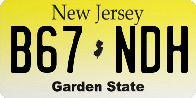 NJ license plate B67NDH