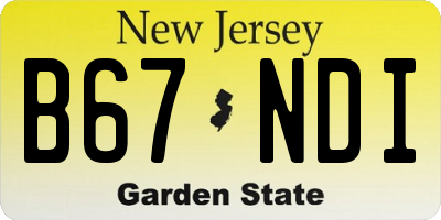NJ license plate B67NDI