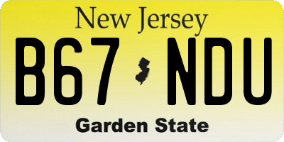 NJ license plate B67NDU