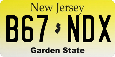 NJ license plate B67NDX