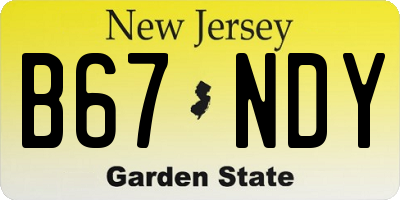 NJ license plate B67NDY