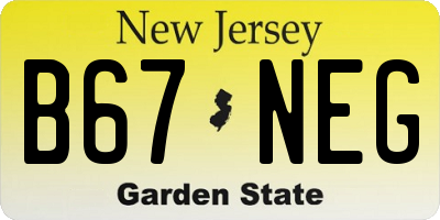 NJ license plate B67NEG