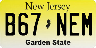 NJ license plate B67NEM