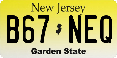 NJ license plate B67NEQ