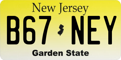 NJ license plate B67NEY