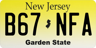 NJ license plate B67NFA