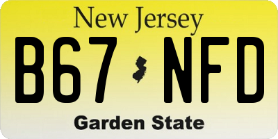 NJ license plate B67NFD