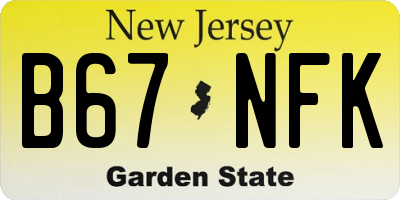 NJ license plate B67NFK