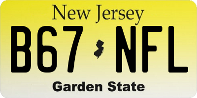 NJ license plate B67NFL