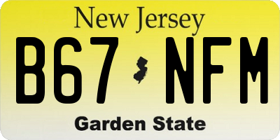 NJ license plate B67NFM